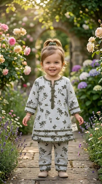 Light Pastel Floral Karachi Lace Co-Ord Set by ASC
