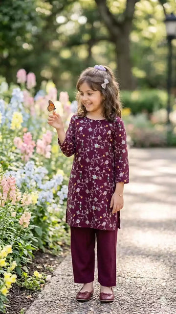 Girls Elegant Rayon Embroidered Co-Ord Set by ASC