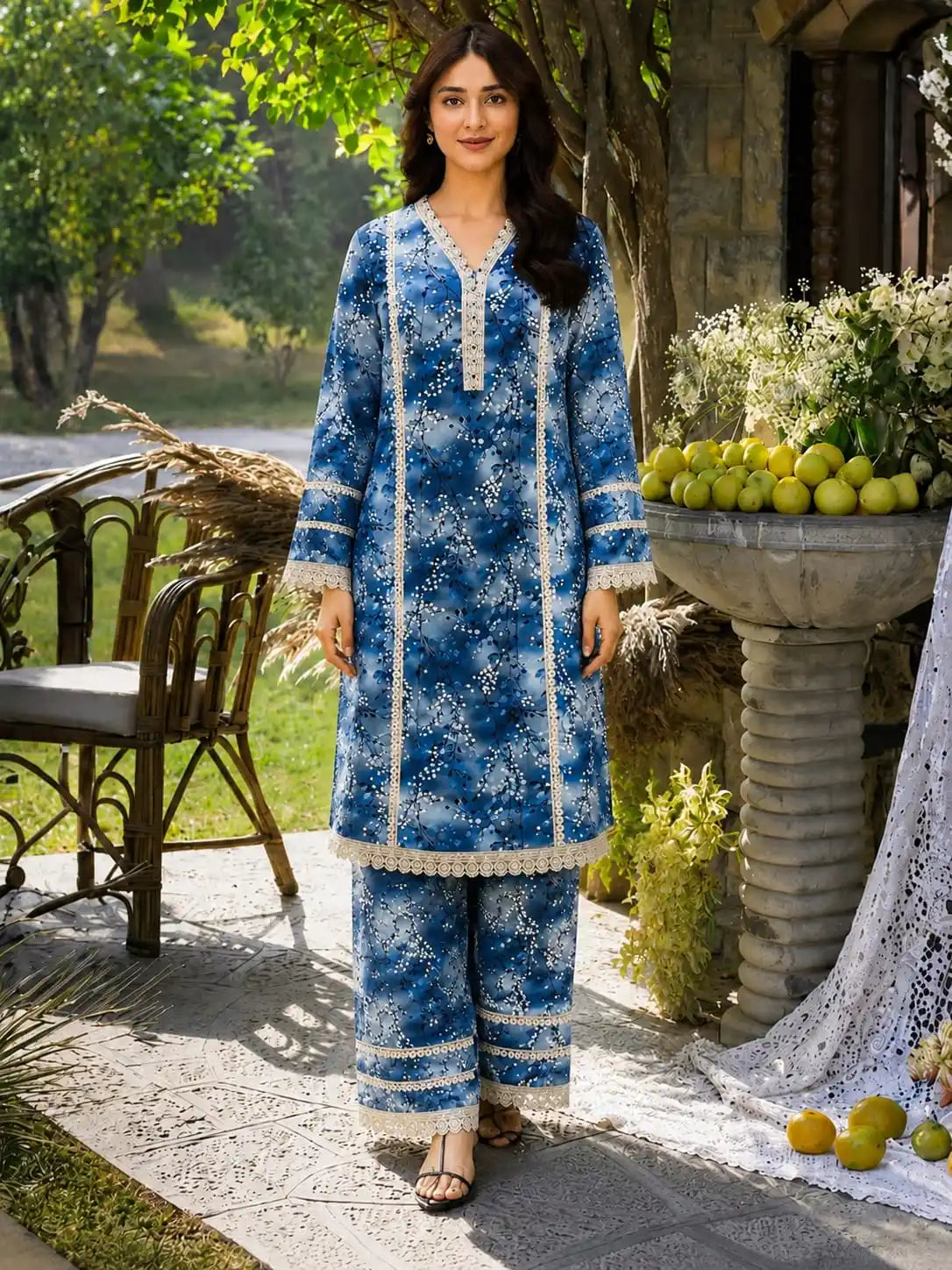 Floral Printed Rayon Cord Set By ASC