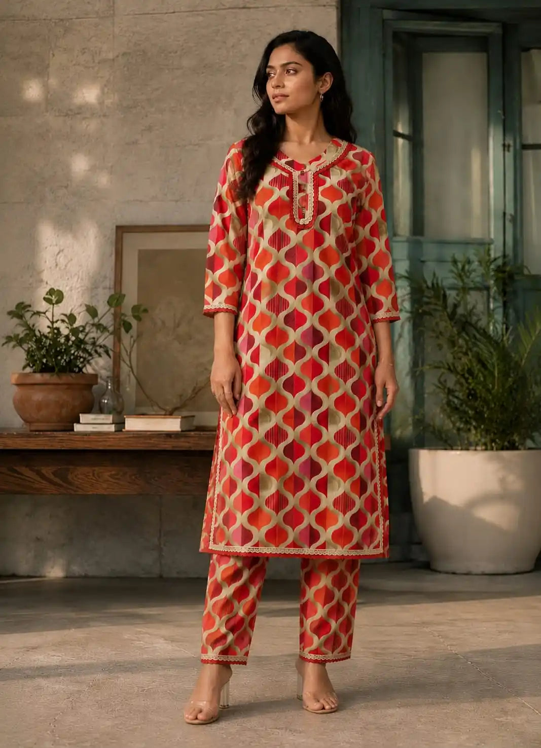 Floral Printed Rayon Cord Set By ASC