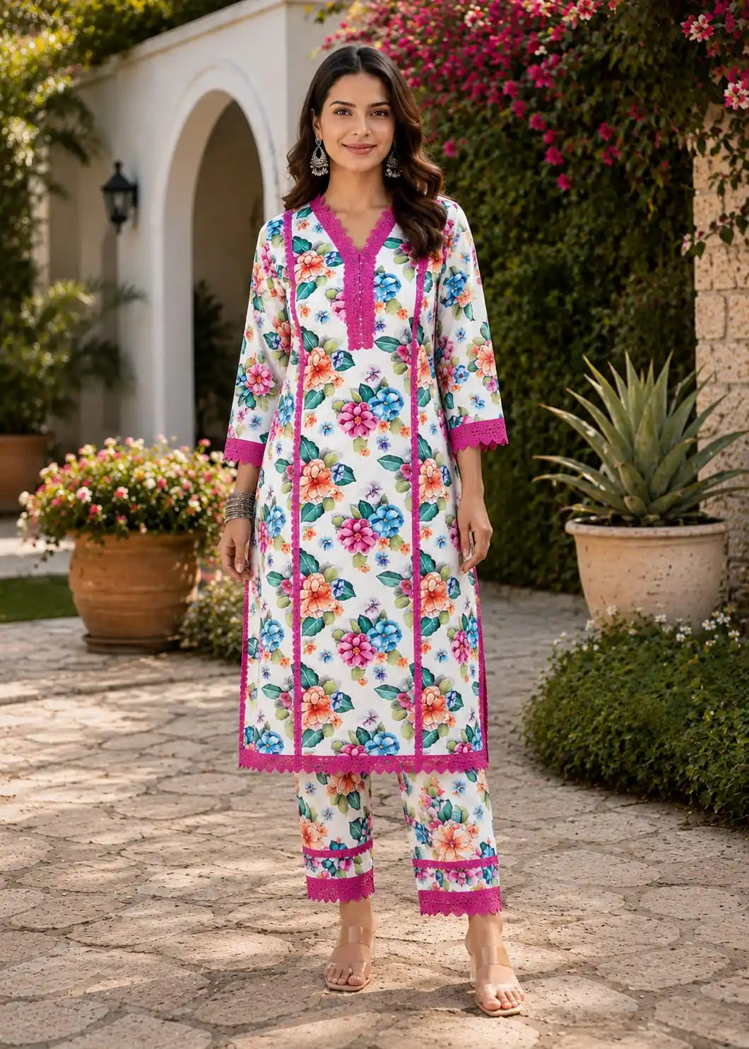 Crochet Lace Rayon Co-Ord Set By ASC