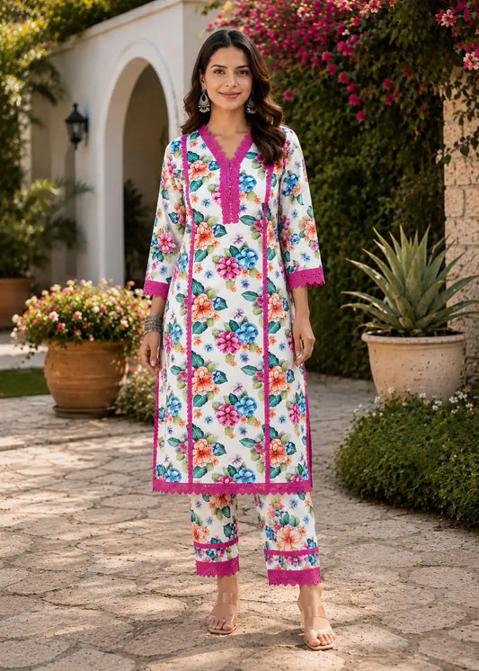 Crochet Lace Rayon Co-Ord Set By ASC