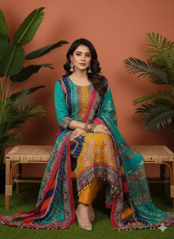 Readymade Organza With Lining Pakistani Pearl Embroidered Suit With Pure Dupatta