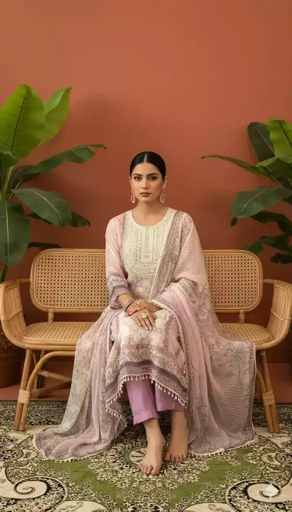Readymade Organza With Lining Pakistani Pearl Embroidered Suit With Pure Dupatta
