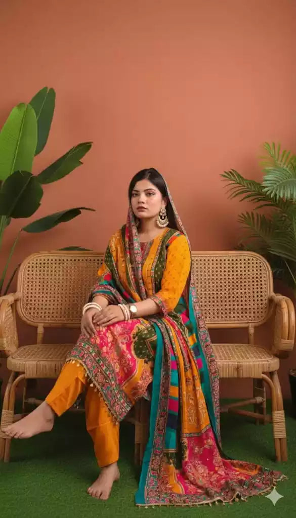 Readymade Organza With Lining Pakistani Embroidered Suit With Pure Dupatta