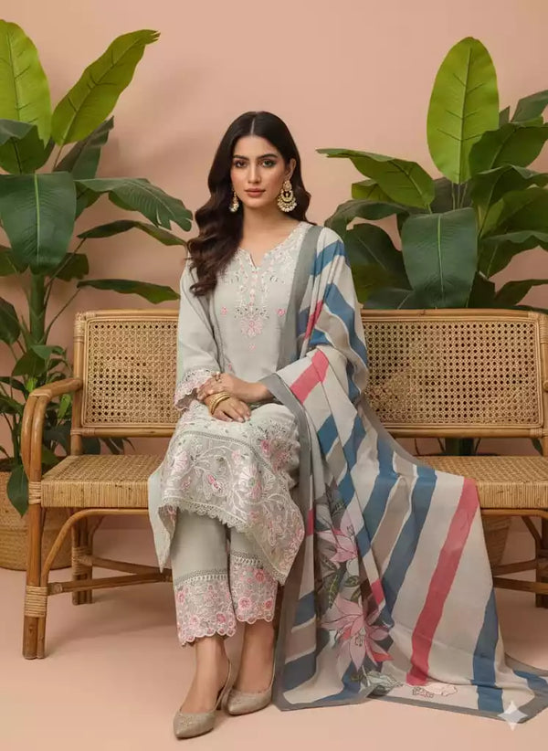 Readymade Rayon Karachi Embroidered Suit Part Wear With Comfortable Pant, Maslin Digital Print Dupatta