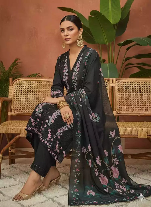 Readymade Rayon Karachi Embroidered Suit Part Wear With Comfortable Pant, Maslin Digital Print Dupatta