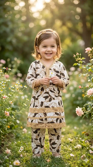 Girls Graceful Rayon Karachi Lace Co-Ord Set by ASC