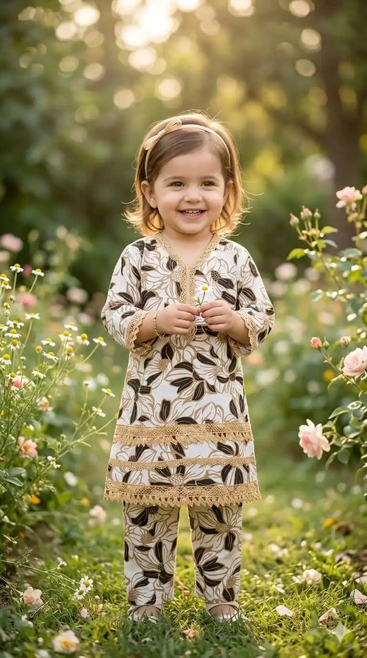 Girls Premium Rayon Karachi Lace Co-Ord Set
