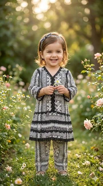Girls Modern Rayon Karachi Lace Co-Ord Set by ASC