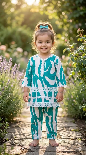 Girls Stylish Rayon Karachi Lace Co-Ord Set by ASC