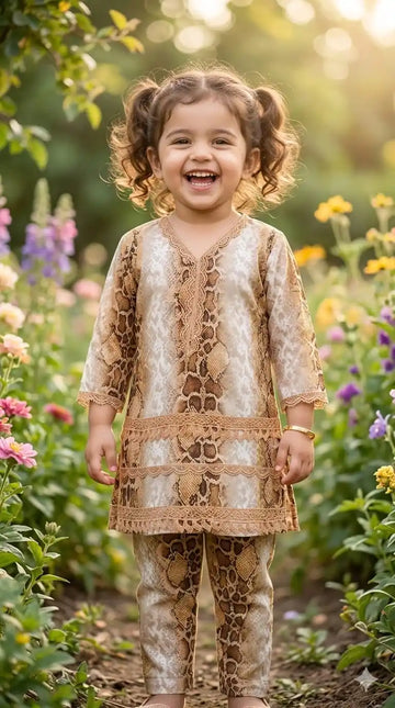 Girls Classy Rayon Karachi Lace Co-Ord Set by ASC