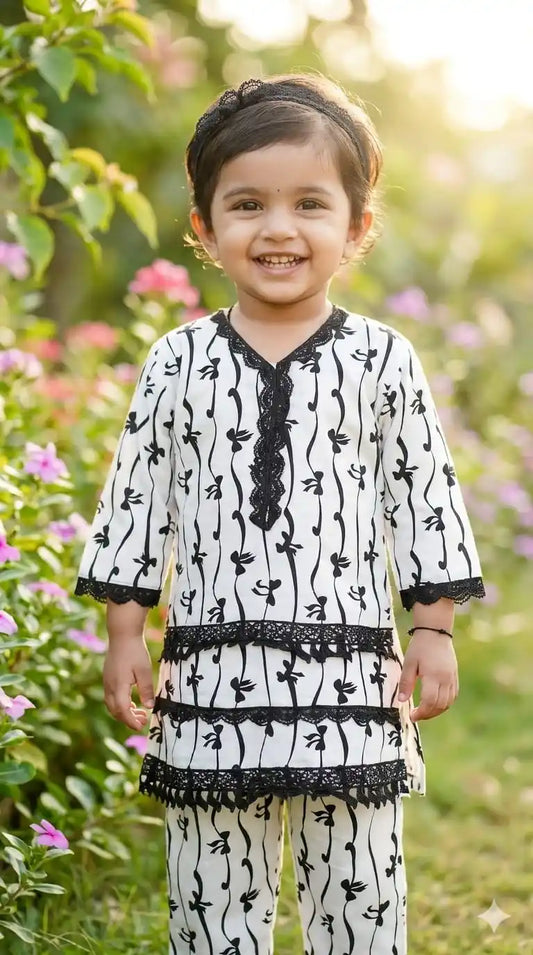 Girls Premium Rayon Karachi Lace Co-Ord Set