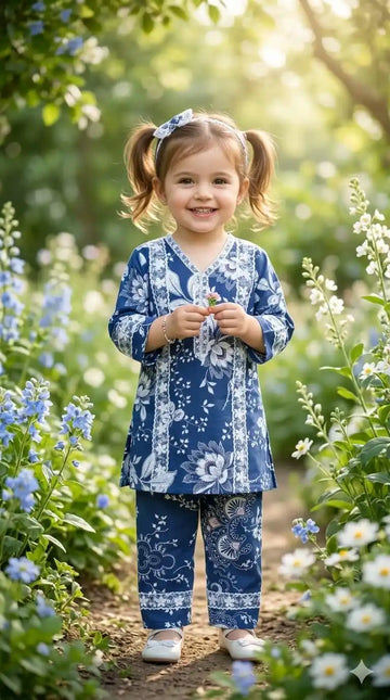 Girls Pretty Rayon Karachi Lace Co-Ord Set by ASC