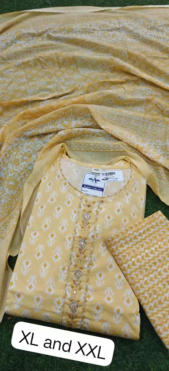 Dailywear Regular-wear Straight-cut Readymade Soft Cotton Suit With Cotton Dupatta  Cotton Pant With Miyani