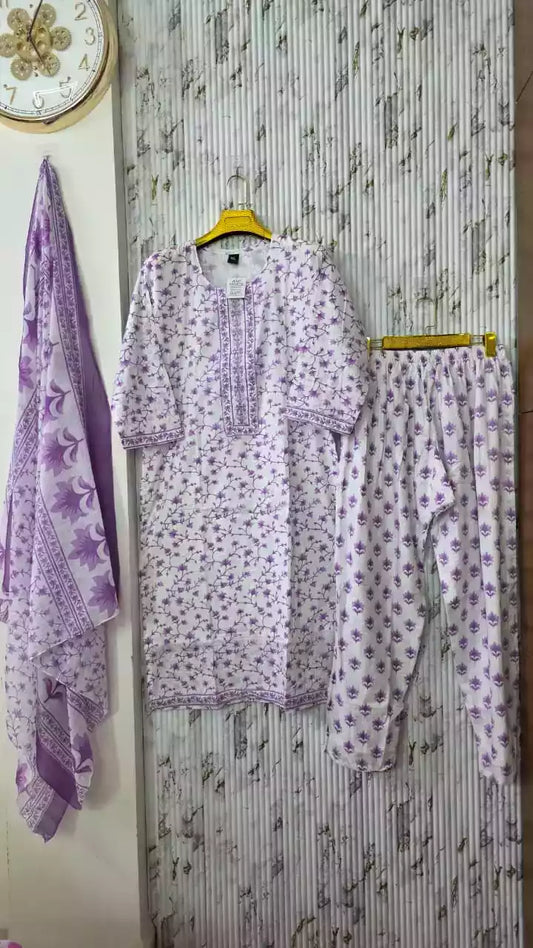 EID WHITE PREMIUM JAIPURI COLLECTION READYMADE WITH LINING