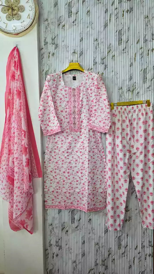 EID WHITE PREMIUM JAIPURI COLLECTION READYMADE WITH LINING