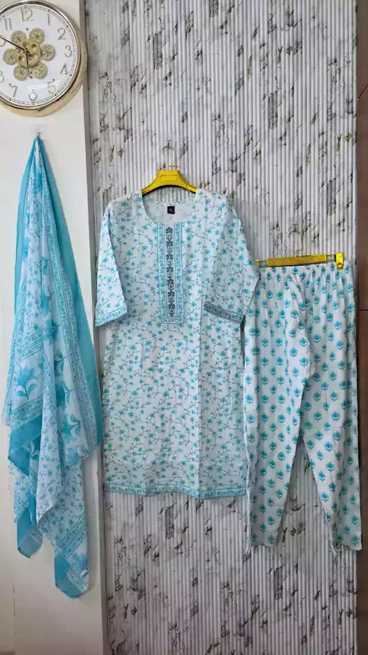 EID WHITE PREMIUM JAIPURI COLLECTION READYMADE WITH LINING