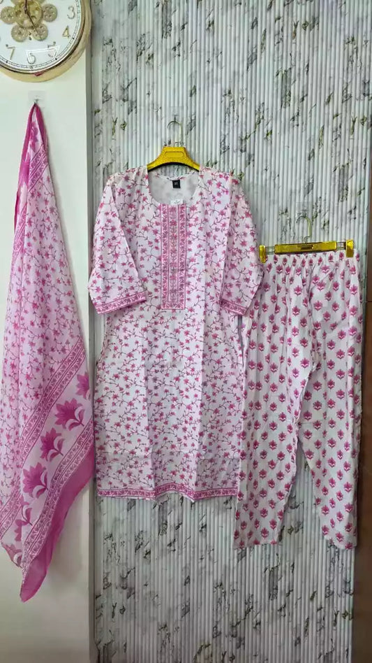EID WHITE PREMIUM JAIPURI COLLECTION READYMADE WITH LINING
