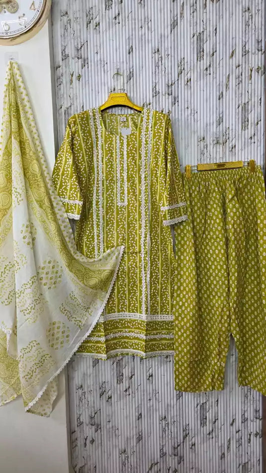 Jaipuri KARACHI Readymade Cotton Suit With Comfortable pant  & Cotton Dupatta