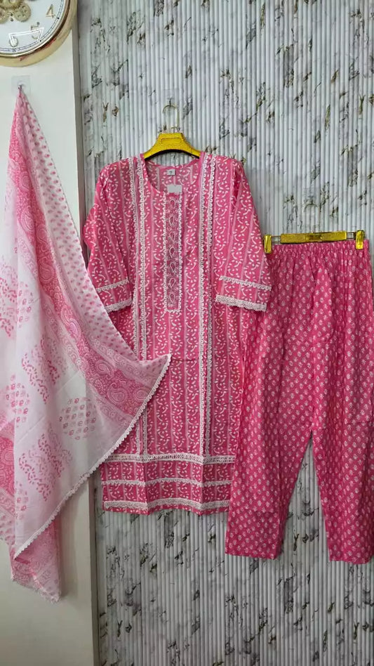 Jaipuri KARACHI Readymade Cotton Suit With Comfortable pant  & Cotton Dupatta