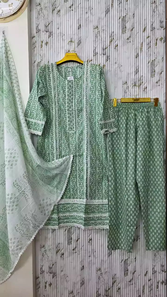Jaipuri KARACHI Readymade Cotton Suit With Comfortable pant  & Cotton Dupatta