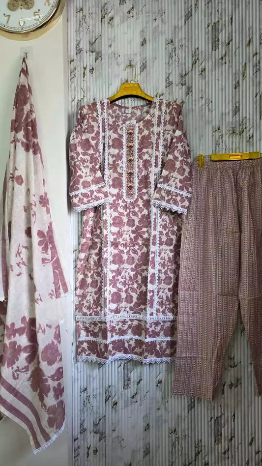 Jaipuri KARACHI Readymade Cotton Suit With Comfortable pant & Cotton Dupatta