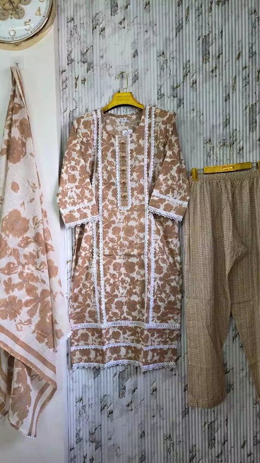 Jaipuri KARACHI Readymade Cotton Suit With Comfortable pant & Cotton Dupatta
