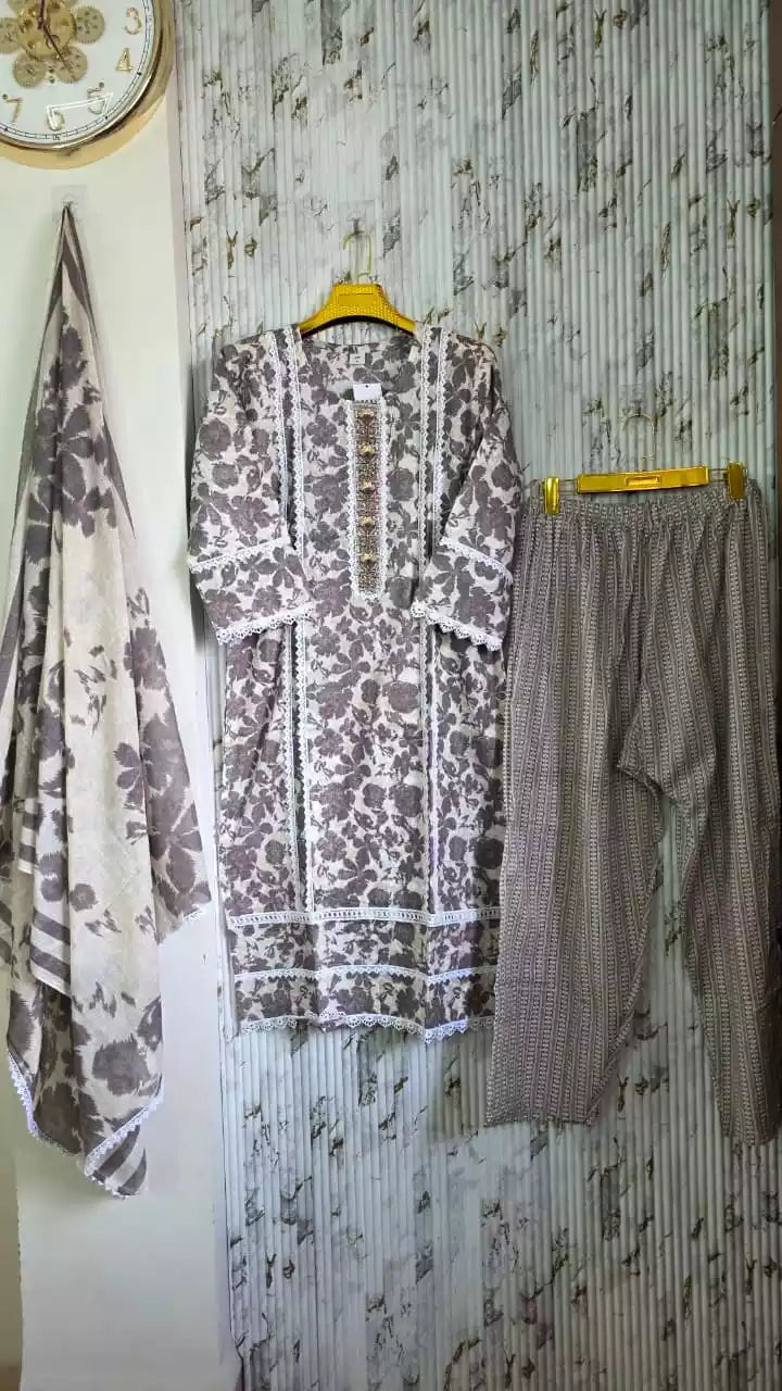 Jaipuri KARACHI Readymade Cotton Suit With Comfortable pant & Cotton Dupatta