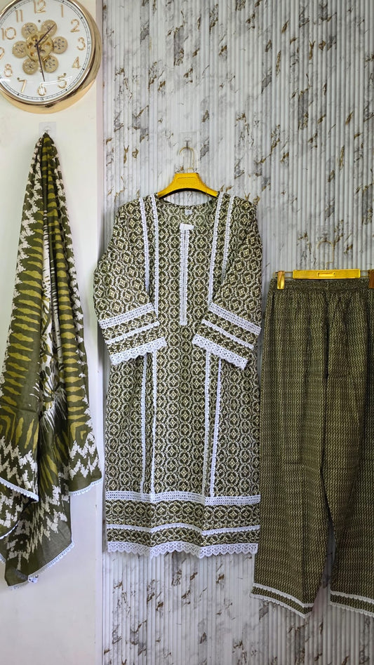 Jaipuri KARACHI Readymade Cotton Suit With Comfortable pant & Cotton Dupatta