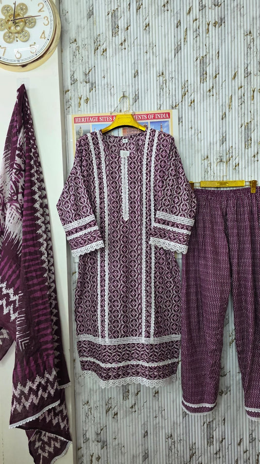 Jaipuri KARACHI Readymade Cotton Suit With Comfortable pant & Cotton Dupatta