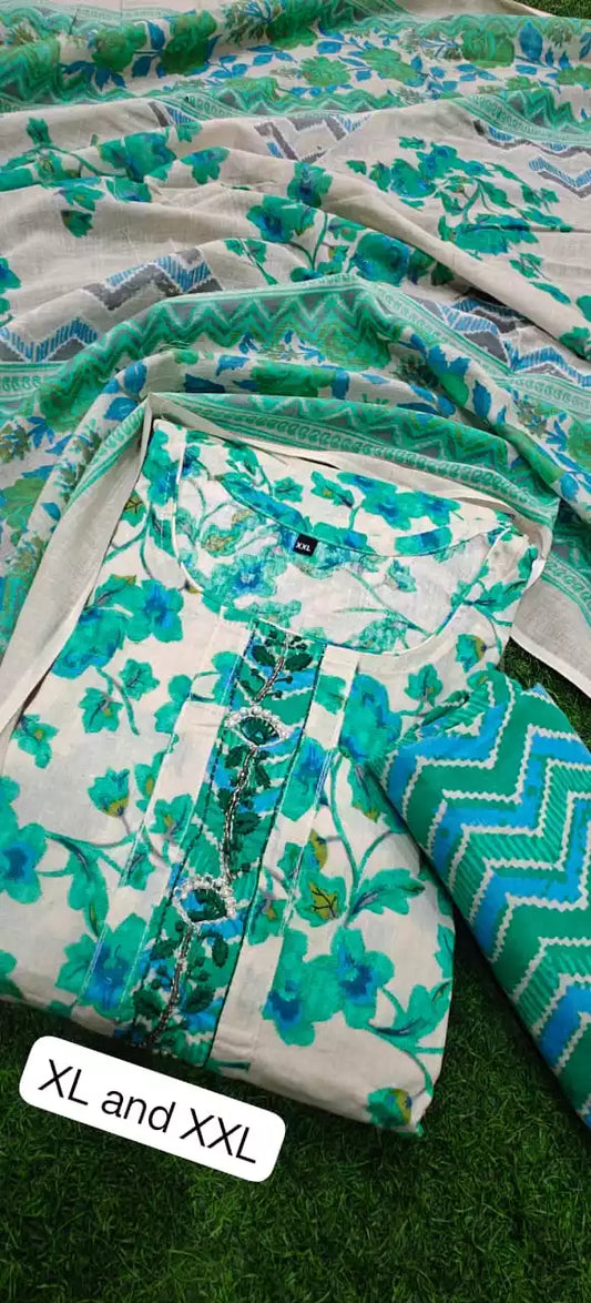 Dailywear Regular-wear Straight-cut Readymade Soft Cotton Suit With Cotton Dupatta  Cotton Pant With Miyani