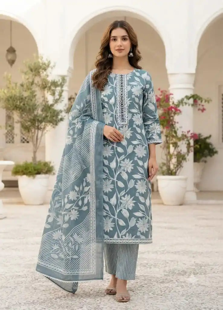 Straight Cut Floral Cotton Suit Collection By ASC