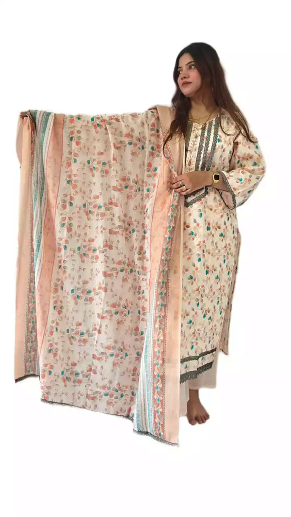 Readymade Block Print Cotton Suit With Cotton Dupatta