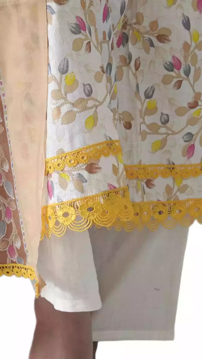 Readymade Block Print Cotton Suit With Cotton Dupatta