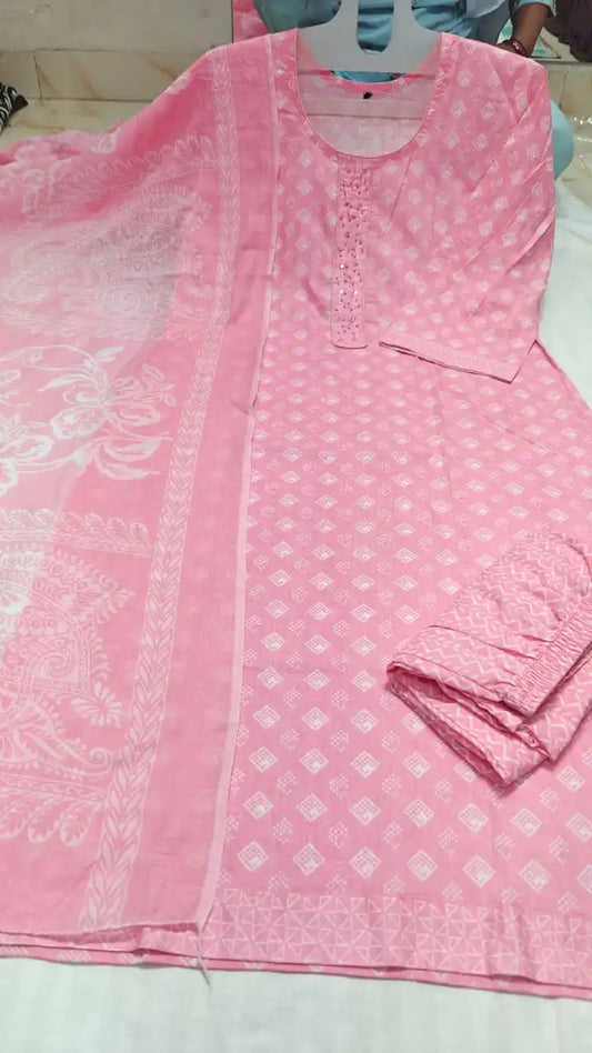 Regular Readymade Cotton suit with full size dupatta