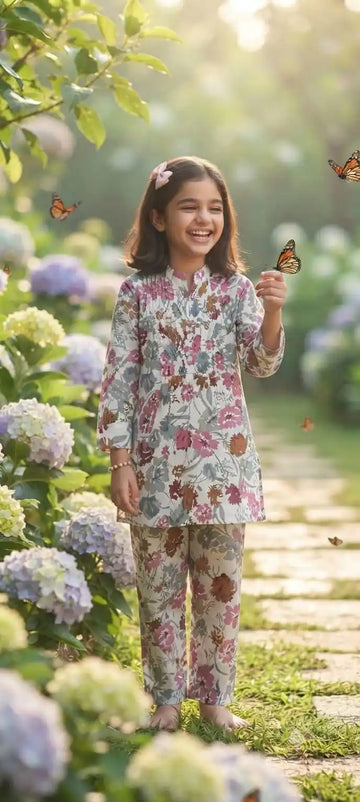 Trendy Kids Wear Floral Printed Rayon Cord-Set By ASC
