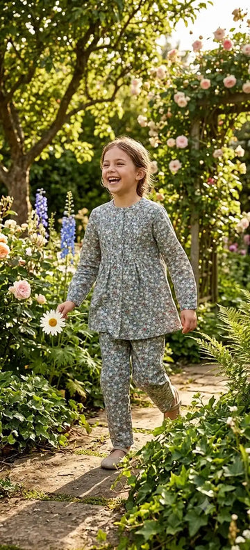 Kids Delicate Print Rayon Cord-Set Designs By ASC