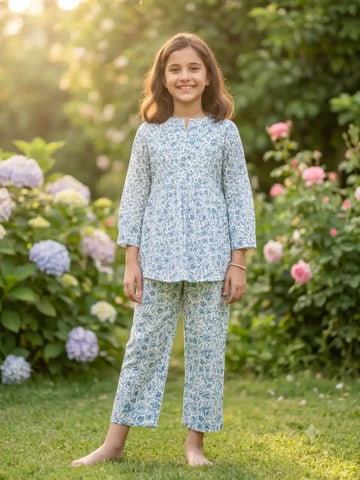 Girls Fine Flower Print Lightweight Rayon Cord-Set By ASC