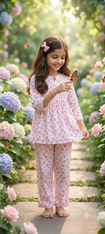 Girls Breathable Rayon Printed Casual Cord-Set Wear By ASC
