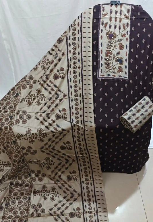 Purple Ajrakh Rayon Unstitched Suit By ASC