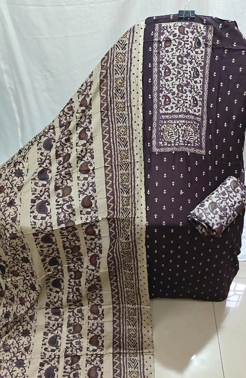 Maroon Ajrakh Rayon Unstitched Suit By ASC