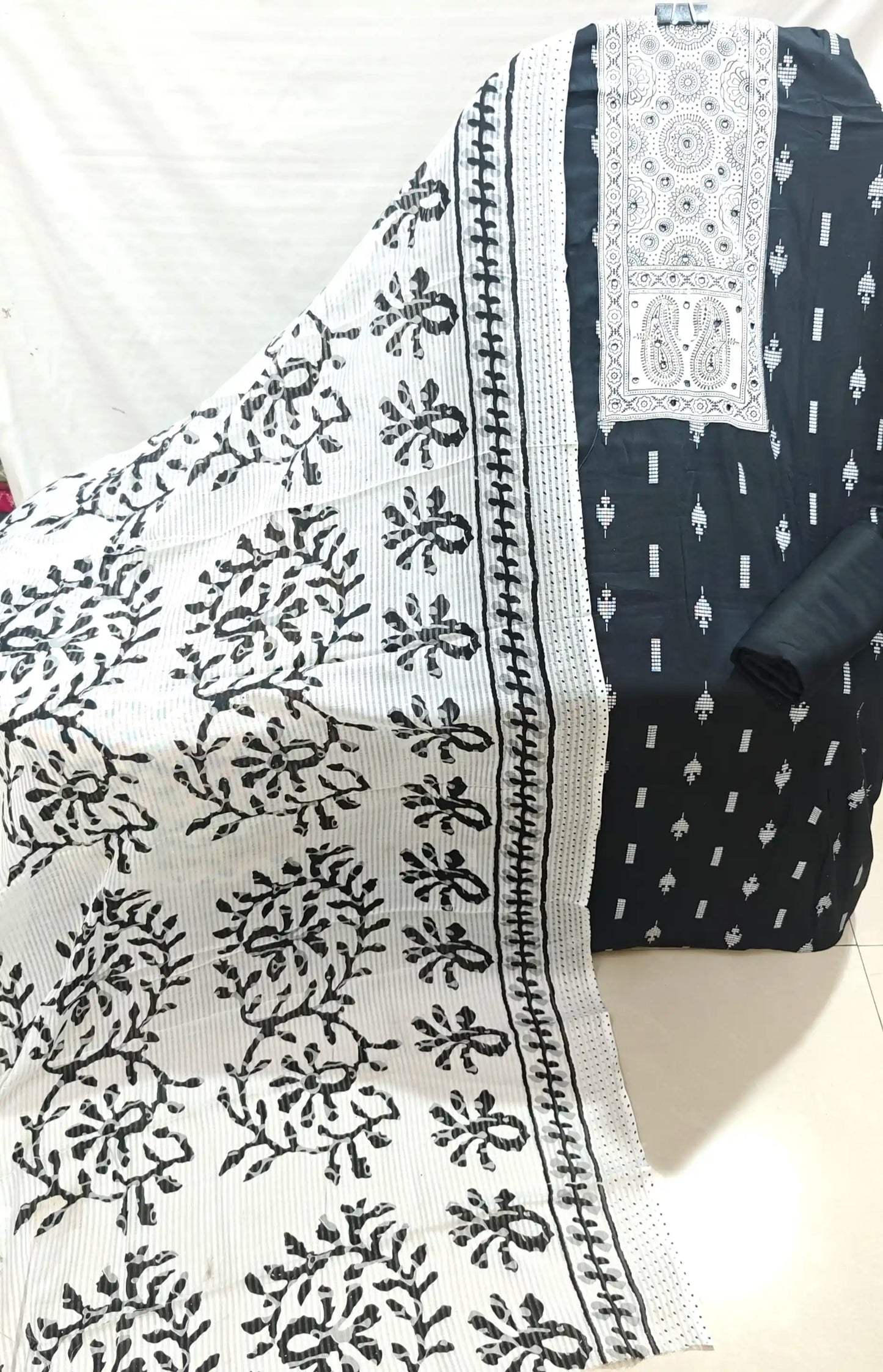 Beautiful Rayon Handblock Style Printed Suit With Tapla Patch By ASC