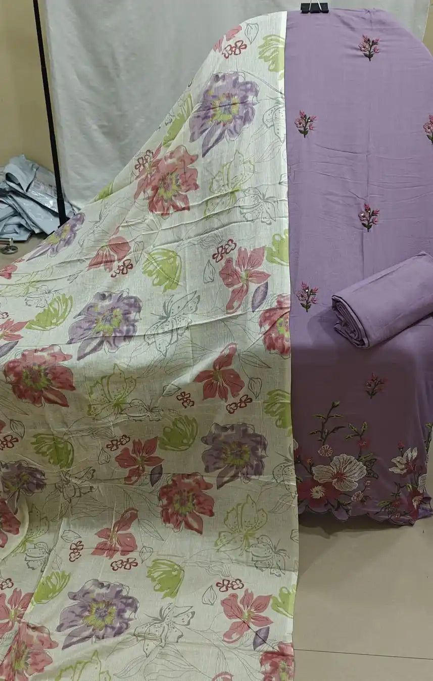 Soft Rayon Embroidered Dress Material By ASC