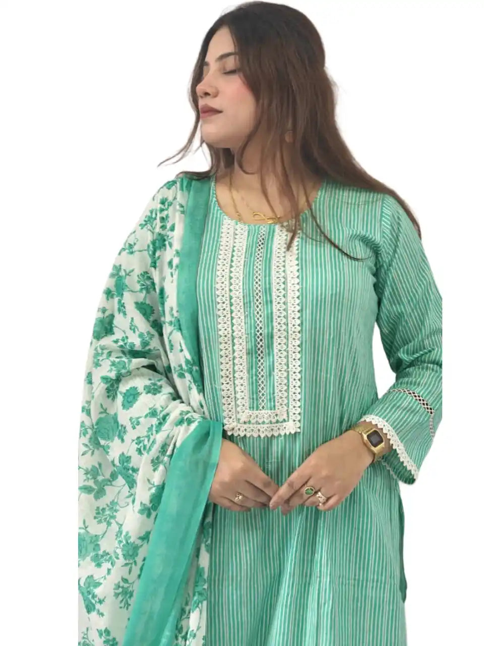 Readymade Block Print Cotton Suit With Cotton Dupatta