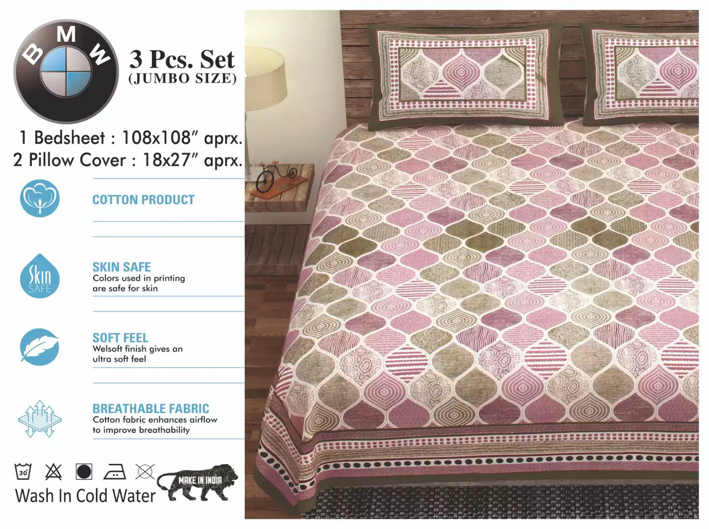 Super King Size Cotton Bedsheet (9x9 ft)