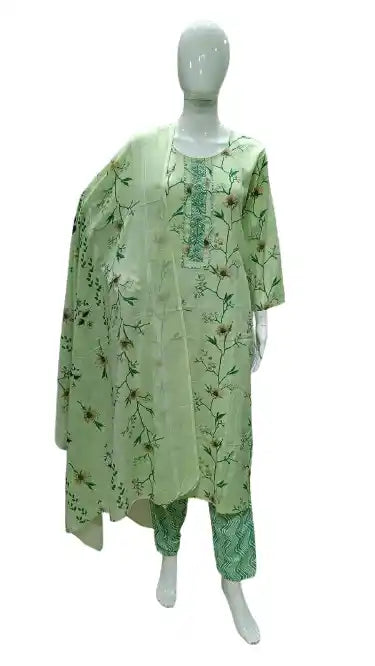 Readymade Block Print Cotton Suit With Cotton Dupatta