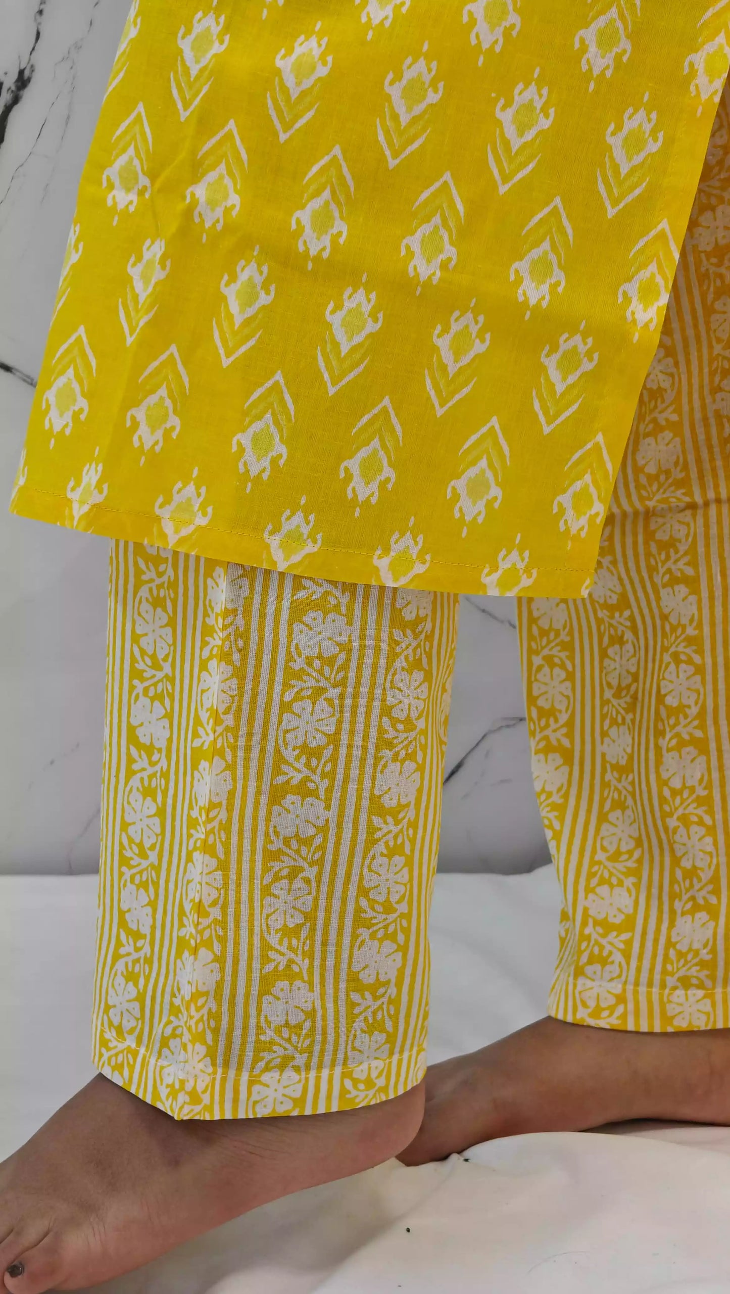 Readymade Block Print Cotton Suit With Cotton Dupatta
