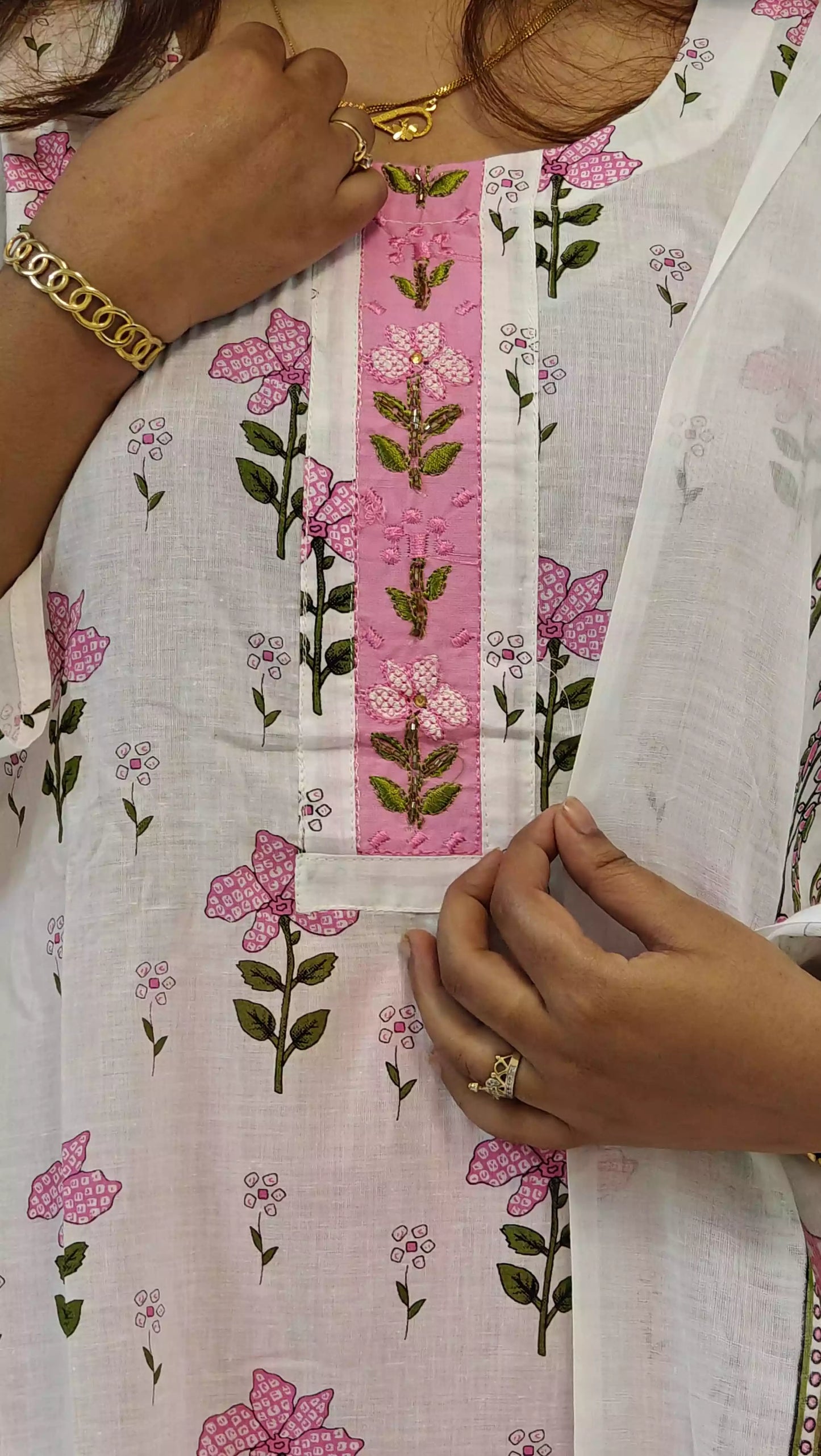 Readymade Block Print Cotton Suit With Cotton Dupatta