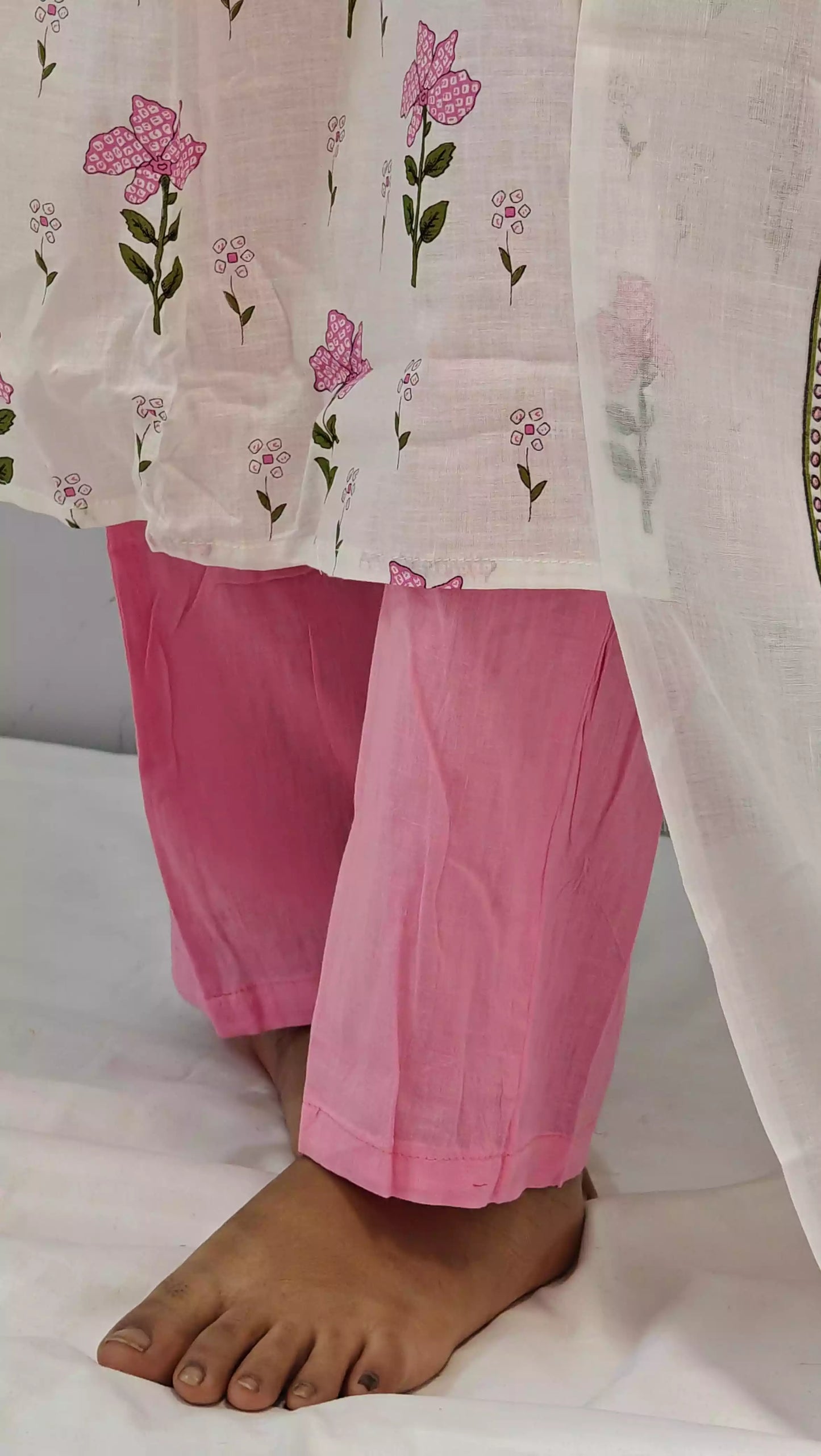 Readymade Block Print Cotton Suit With Cotton Dupatta
